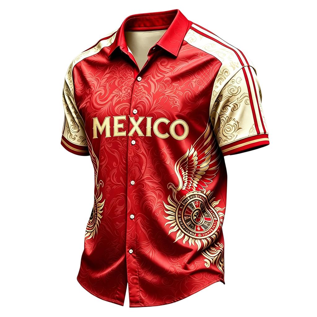 Men's Casual Short Sleeve Shirt Lightweight Breathable with Mexico Letter Graphic Print for Summer