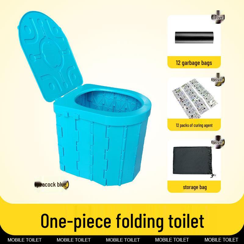 Portable Folding Toilet with Lid for Travel and Outdoor Use