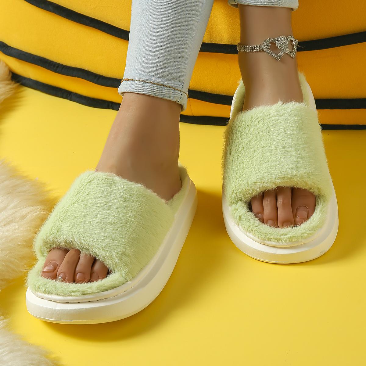 

Модные пушистые тапочки для женской уличной носки, осенне-зимние новые стили, домашние комнатные хлопковые тапочки на толстой подошве, zapatos de mujer 40-41