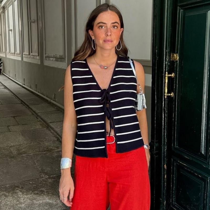 

Новый женский топ — модный и повседневный жилет из кроличьего бархата на бретелях L белый/чёрный