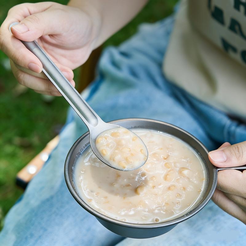 1Pcs 16.5×4.3cm Titanium Long Handle Spork Spoon Cutlery Portable Ultralight Tableware for Outdoors Picnic Camping Flatware Tool
