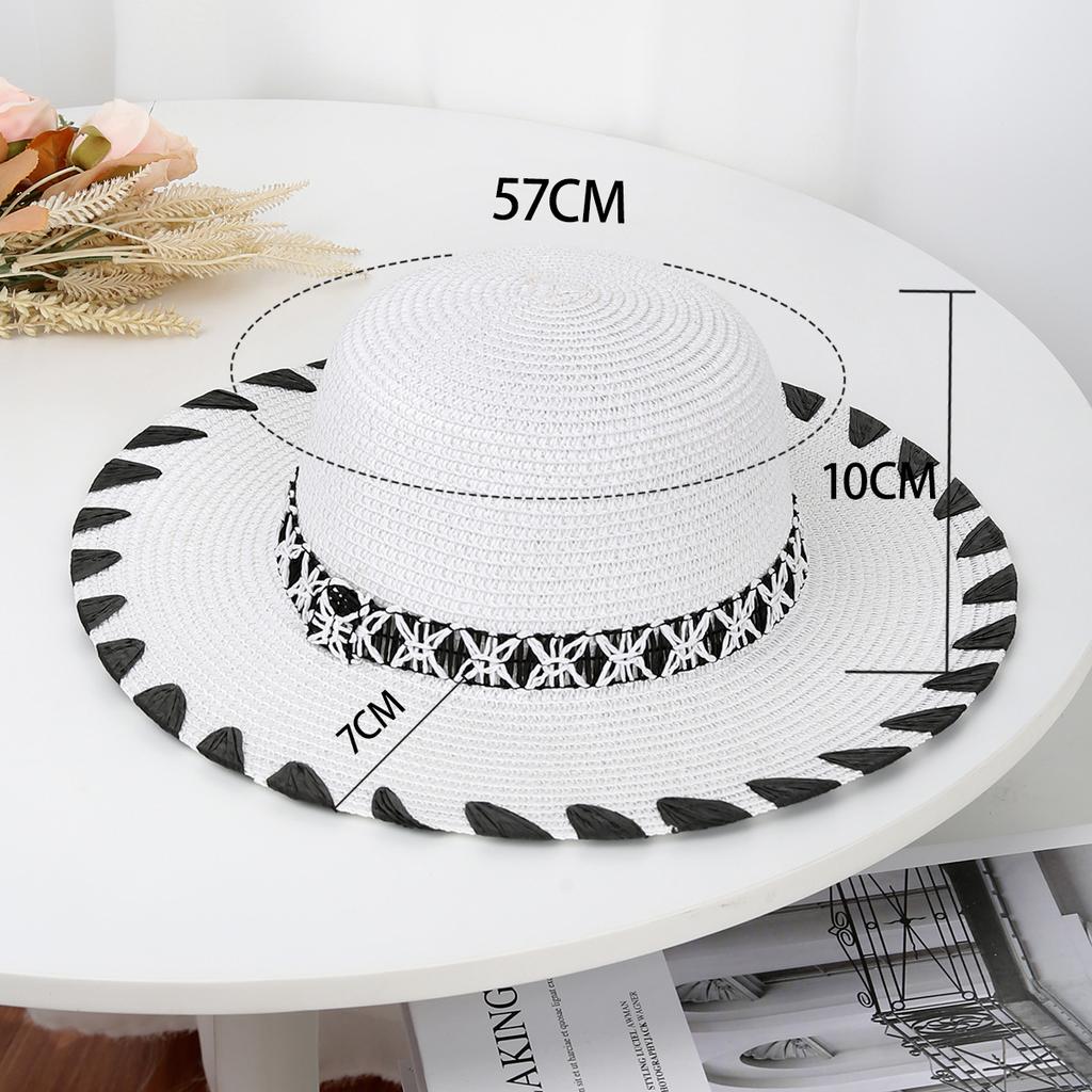 New Beach Hat East Asian Fashion Vacation Style Woven Straw Hat Dome Sun Hat Manufacturers Wholesale