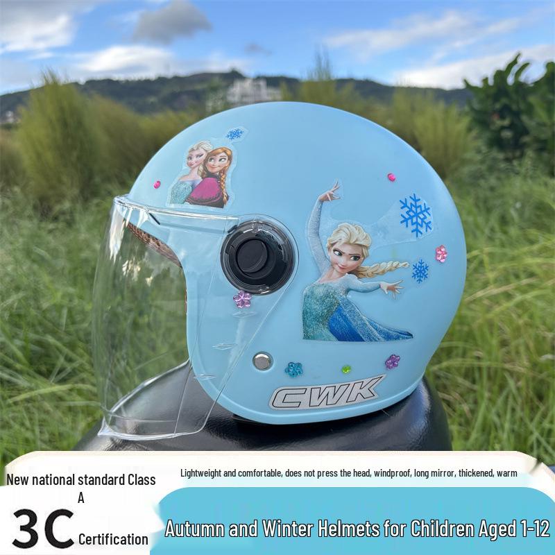 

Elsa Girl s Electric Scooter Helmet: 3C Certified, Ages 1-12, Warm Ear Protection for Autumn/Winter, Cold and Fall Protection 5-12 Years Old Autumn/Winter with Gem Stickers