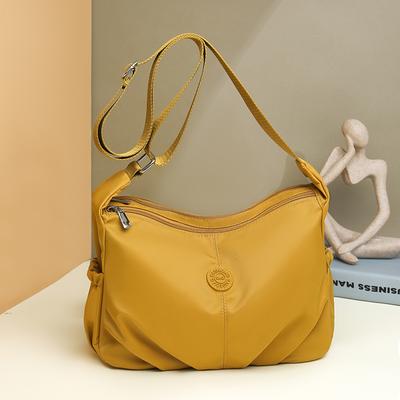 Borse a tracolla da donna semplici per il tempo libero in nylon con tasche multiple, borsa a tracolla impermeabile color tinta unita da donna per uscite