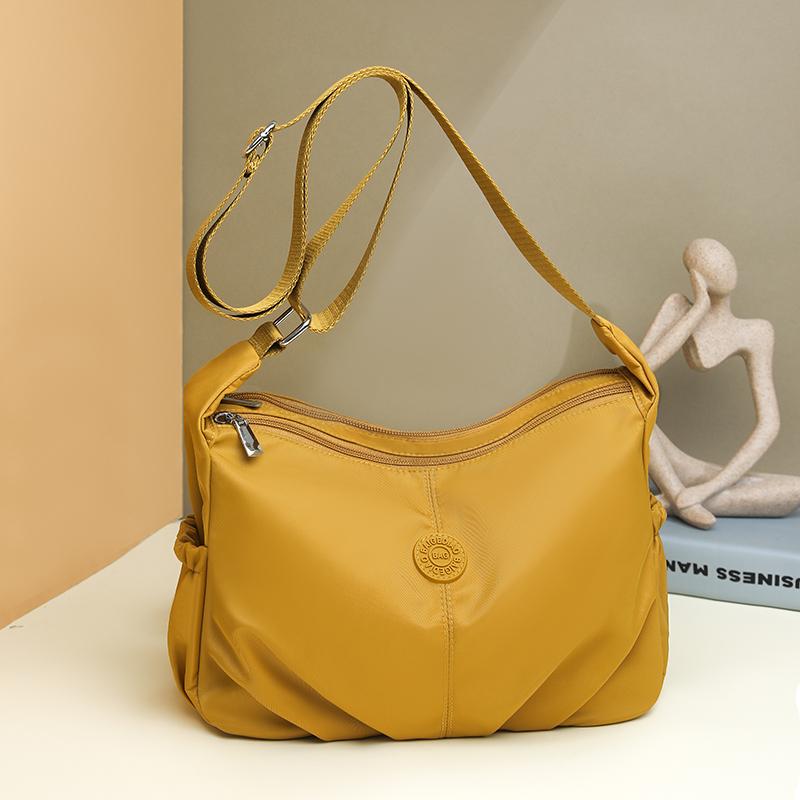 Leisure Simple Women'S Crossbody Bags Nylon Multi Pockets Waterproof Messenger Bag Solid Color Female Shoulder Bag For Outings