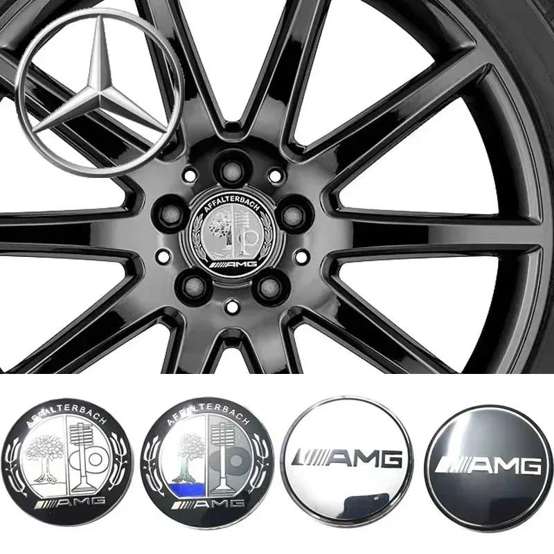 4PCS 75mm Amg Mercedes benz AMG C E S GLE CLC Class W204 W203 W205 W124 W221 Car Wheel Center Cap Hub Covers Badge Accessories FC1
