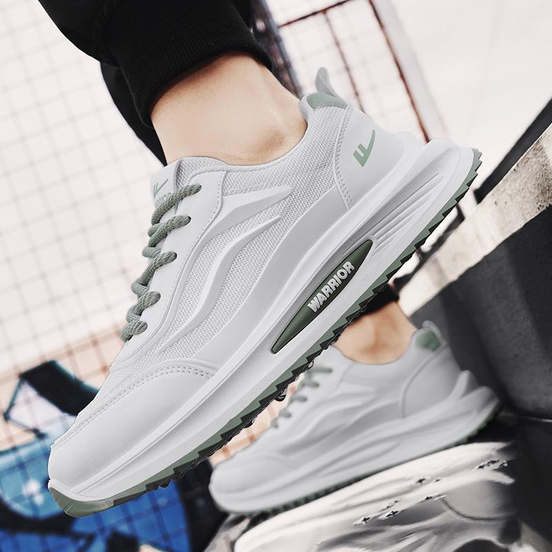 Warrior Casual Commuting Fashion Simple Trendy Versatile Lightweight Non-Slip Low-Top Lifestyle Shoes Men Sneaker White Green WXY(S)-4669N01
