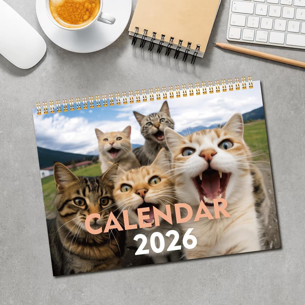 2026 Cats and Friends Wall Calendar - Funny Cat Selfies Series with 12-Month Photos, Perfect Gift for Cat Lovers