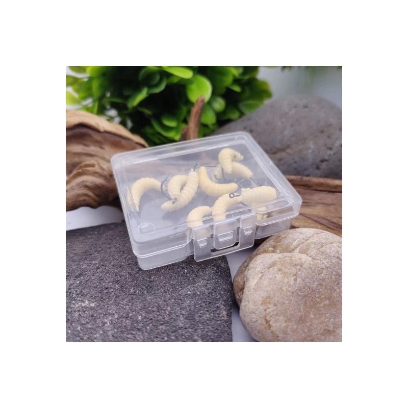 

Fishing Bionic Rubber Maggot Fishing Bait Set Hooks Luminous Grub Lures Bass Trout Crappie Bluegill Ideal Freshwater Lake River 10Pcs