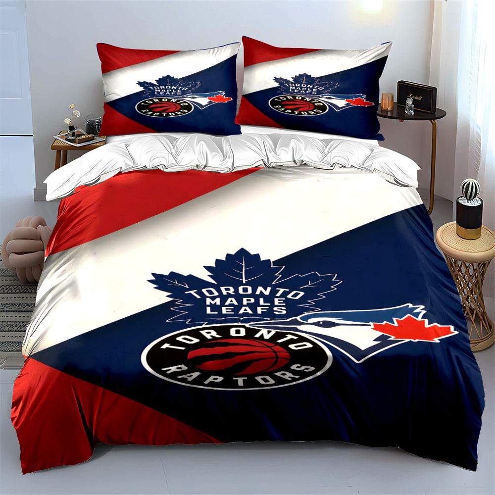 "Toronto Maple Leafs and Raptors Logo Design" Print Bedding Set Duvet Cover Pillowcases (1* Duvet Cover 2* Pillowcases Do Not Include Comforter)