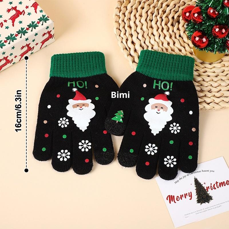 Christmas Themed Santa Claus Image Gloves; Comfortable Touchscreen Gloves, Ideal Winter Gift.
