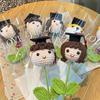 Graduation Knitted Flower Doctoral Hats Graduation Flower Bouquet Boy Girl Knitted Flower Teacher's Day Gift Home Decor