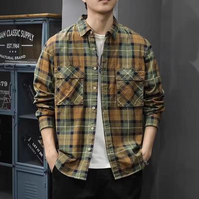 Herren Gestreiftes Hemd Freizeitshirt Kariertes Hemd Modische Vielseitige Oberteile Trend Langarmhemd