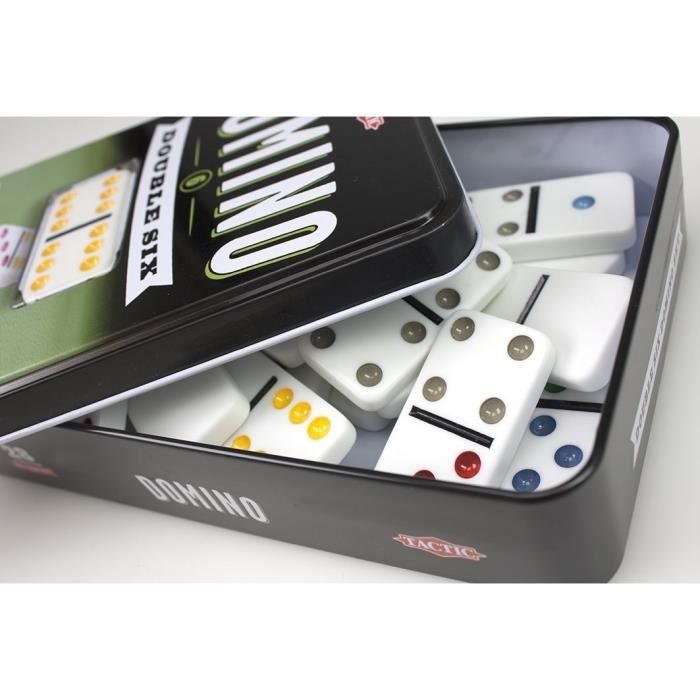 TACTIC Double 6 Domino Set In Metal Box - Boy and Girl - From 5 Years