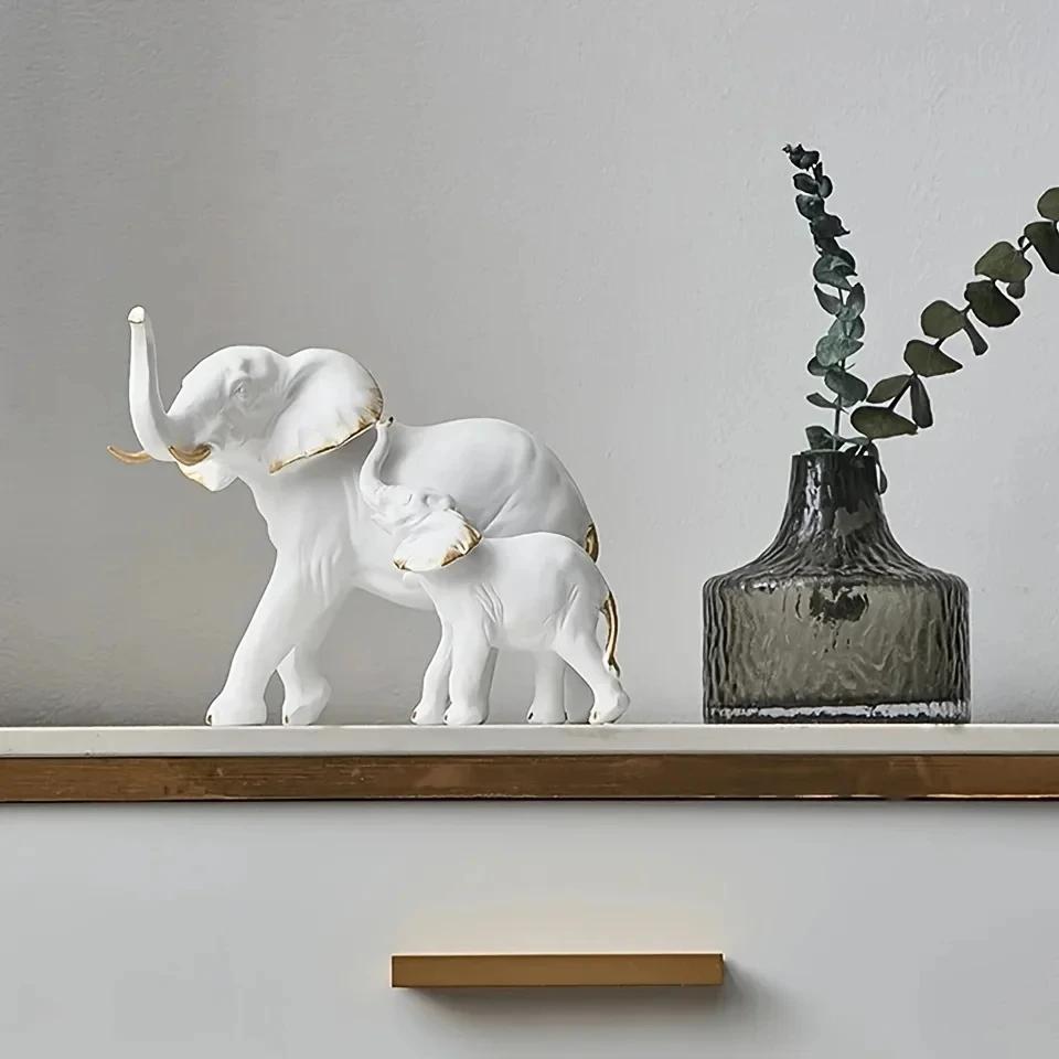 1 coppia Decorazione Moderna Creativa Animali Resina Elefante Statue e Figurine Scultura Soggiorno Ornamenti da Tavolo Artigianato