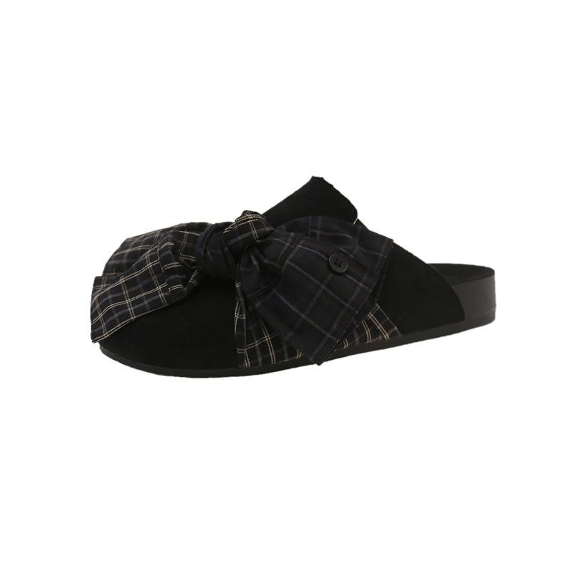 

2025 summer new thick-soled solid-color Birkenstock outer slippers women s one-pedal matte soft leather half-tow bag head shoes 35