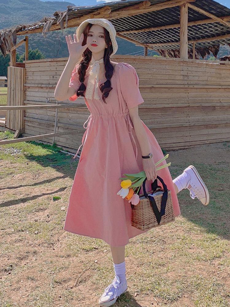 Very fairy French niche Platycodon skirt women's new fresh Korean version student slimming dress literary women summer