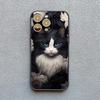 Art Painting Rose Cat Phone Case For iphone 15 14 Plus Pro Max 13 12 Mini 11 Pro MAX XS X XR 8 7 SE 2020 Shockproof Shell Cover