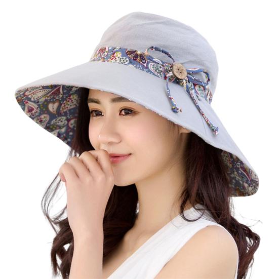 

Sun Hat Double-sided Wearable Anti-Ultraviolet Breathable Summer Outdoor Fashion Ladies Big Brimmed Hat for Travel світло-сірого кольору