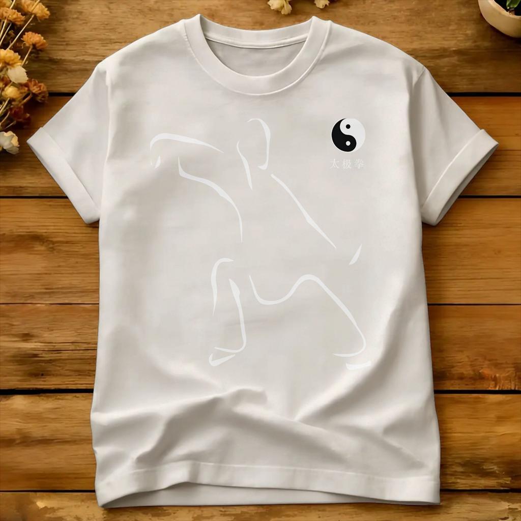 Tai Chi Yin Yang Goldenes T-Shirt Sommer Trendige T-Shirts Baumwolle Rundhals Übergroße Kleidung Kurzärmeliges Ästhetisches T-Shirt
