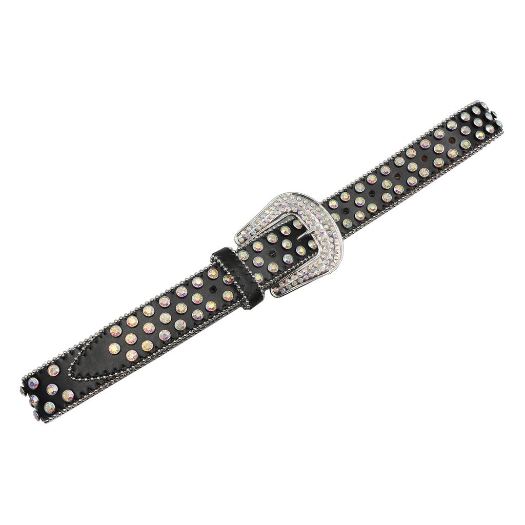 Punk Belt European and American Style AB Colored Diamond Rhinestone Punk Hot Girl Style Belt Men's Women's Belt