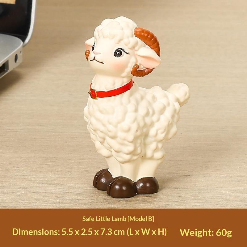 Cute Mini Resin Sheep Figurine Adorable Cartoon Design Fine Workmanship Desktop Decor for Home Office Study Table