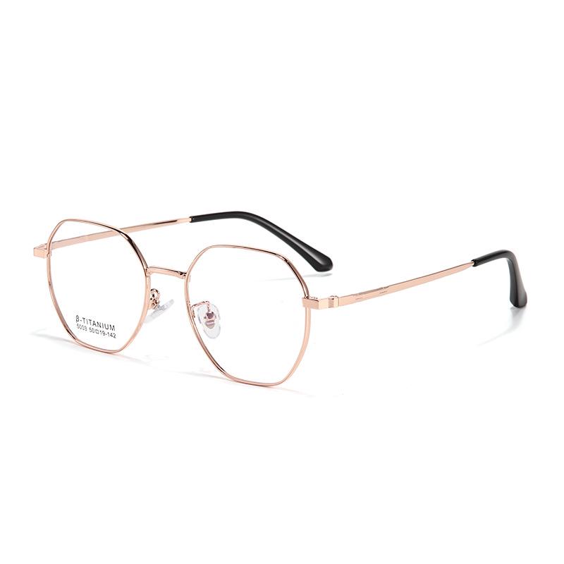 Danyang Ultra-Light Retro Square Metal Myopia Glasses Frame for Large Faces - Fashionable Polygonal Design, Slimming & Prescription-Ready