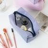 Women Large Capacity Toiletry Bag Embroidered Striped Travel Cosmetic Storage Bag And Makeup Bag Seersucker Portable Handbag Storage