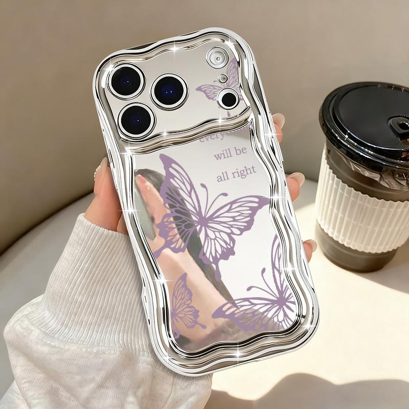 Shockproof Luxury Soft TPU Cover For iPhone 17 Pro Max Air 16e 16 15 14 13 Pro Max 12 11 Line Butterfly Electroplated Phone Case