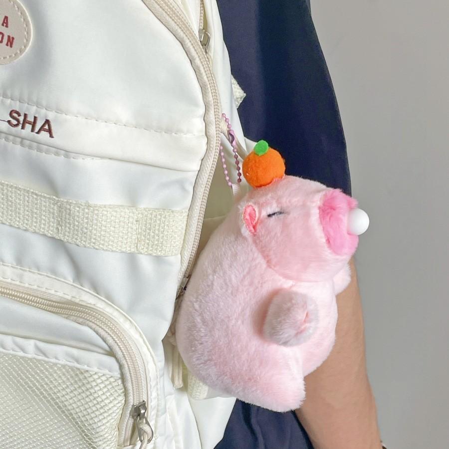 Adorable Bubble-blowing Capybara Plush Toy Short Plush Stuffed Animal Keychain
