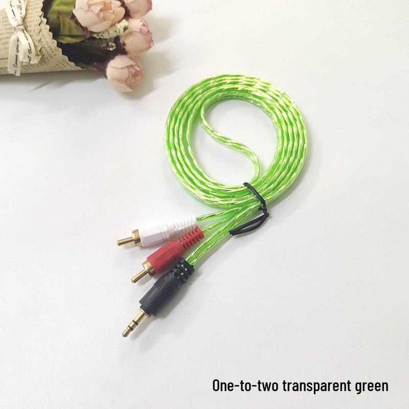 1.5m Transparent Crystal Audio Cable: 3.5mm to 2RCA for Computer Speakers