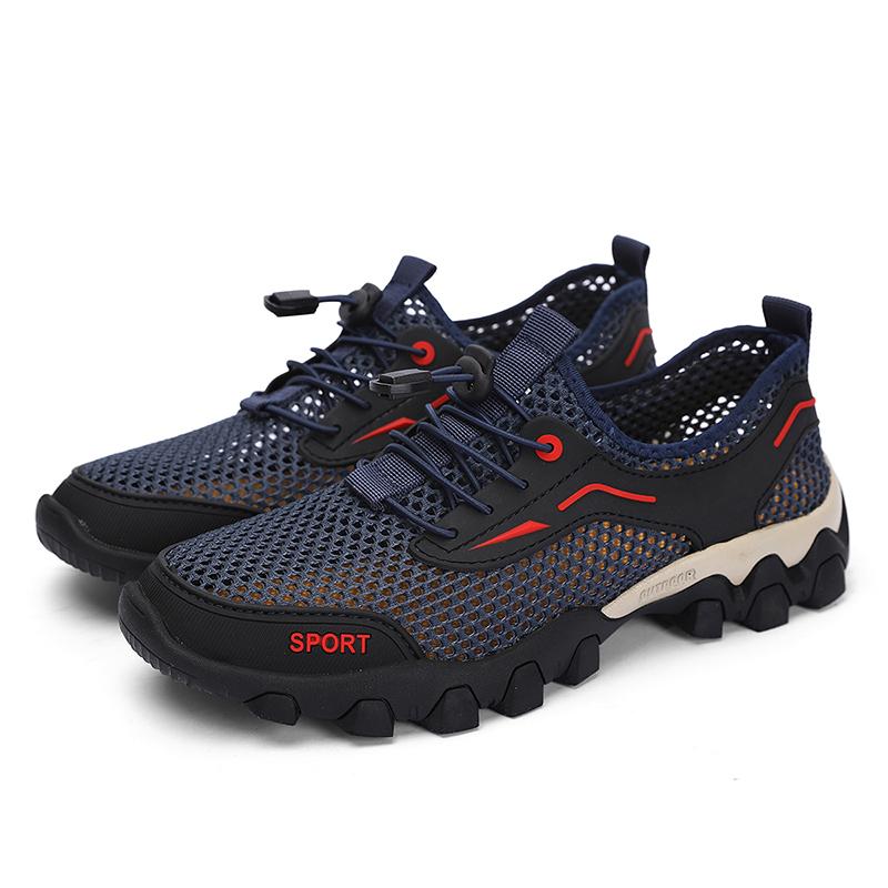 Summer Men'S Mesh Sports Shoes Fashion Mountaineering Breathable Lightweight Anti Slip Shoes Outdoor Travel Running Casual Shoes