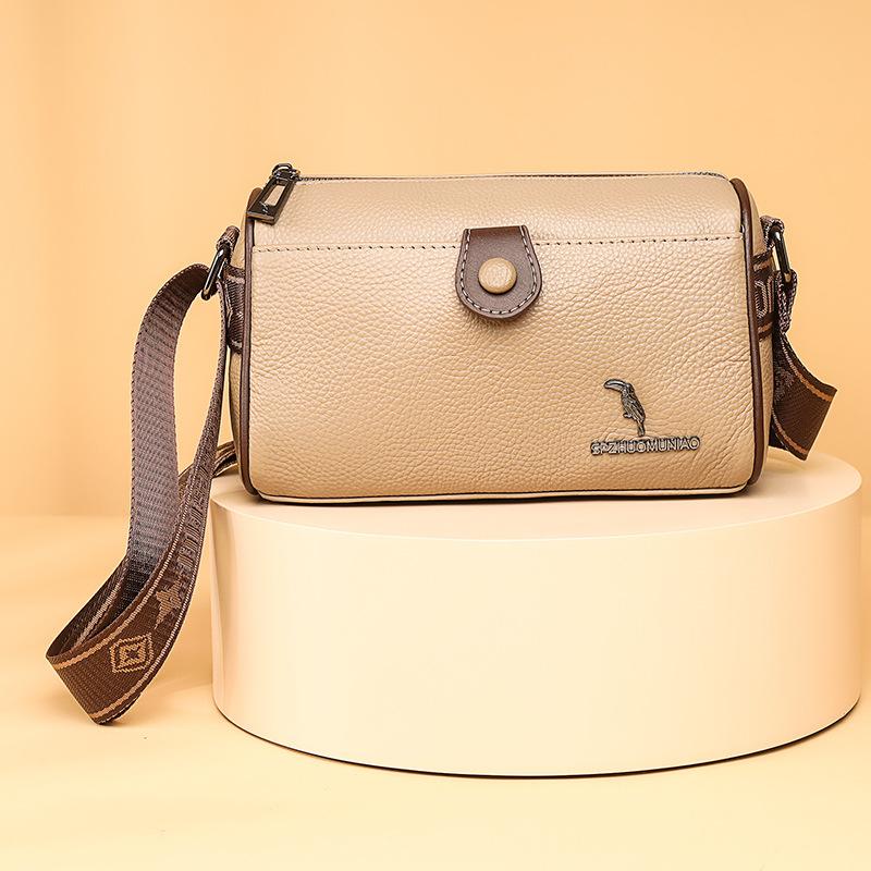 Leather women's bags, new simple and fashionable large-capacity shoulder messenger bags, first-layer cowhide pillow bags for women