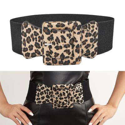 Divoký Široký Pásek Pás Pásek Elastický Jedinečný Styl Leopardí Vzor Dekorativní Pásek Široký Pásek pro Šaty