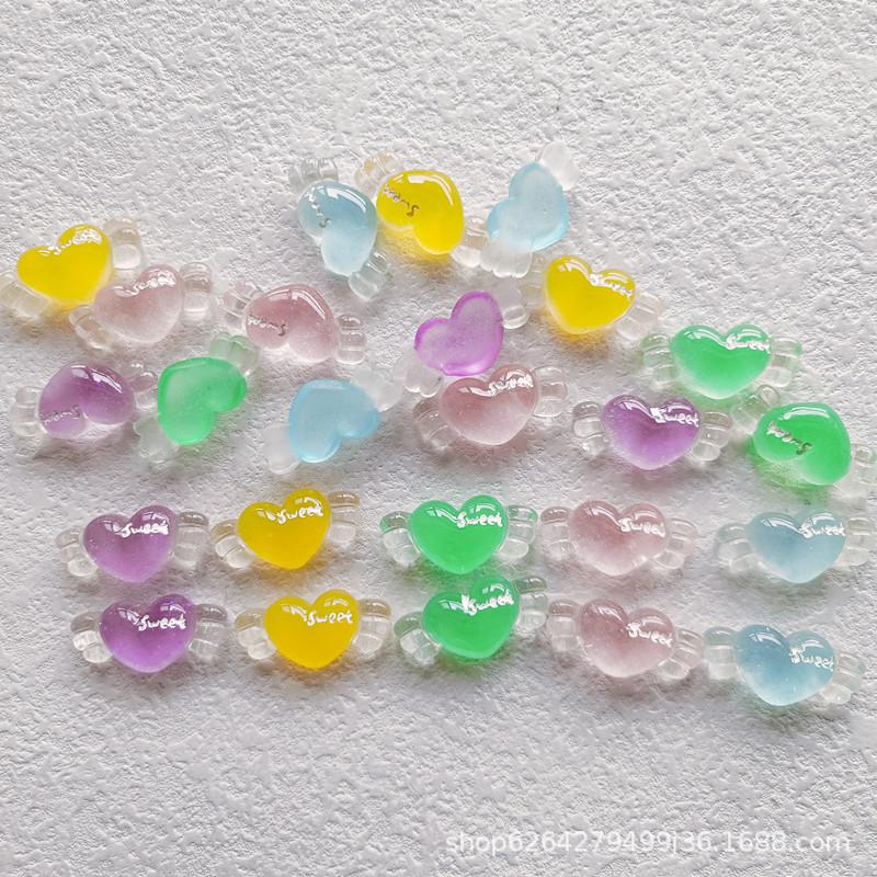 Heart Wing Candy Resin Sticker for DIY Magic Wand & Hair Accessories (2.8x1.4cm)