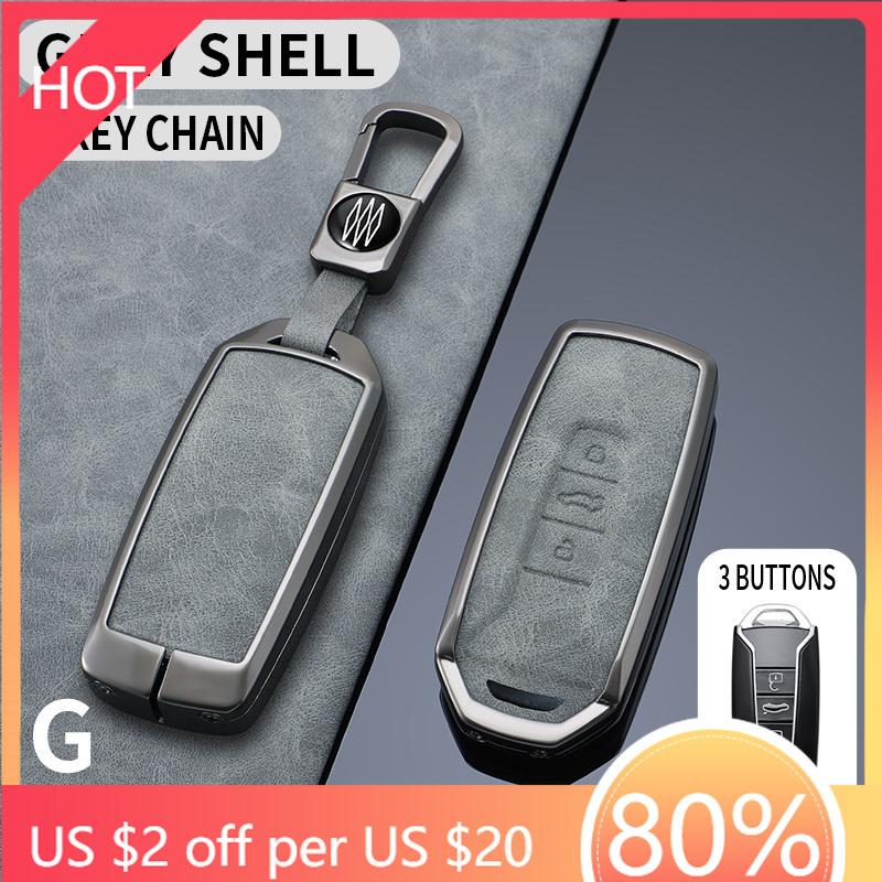Styling Mouldings Leather Car Key Cover Case for VW Volkswagen Touareg 2018 2019 2020 2021 3 Buttons Keyless Entry Remote Protec