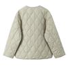 Womens Winter Warm Cotton Padded Jacket Loose Fit Round Neck Zipper Front With Large Pockets