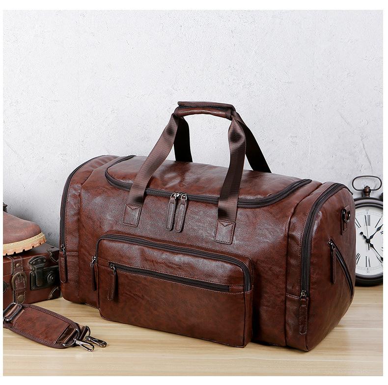 Travel Bag, Large Capacity Luggage Bag, Business Travel Single Shoulder Hand-held Crossbody Backpack, Leather Waterproof