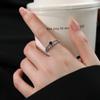 ANENJERY Vintage Double Layer Ear of Wheat Rings for Women Simple Design Black Zircon Ring Jewelry