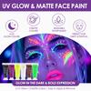 6er Halloween Gesichts- und Körpermalcreme Set, Leuchtendes Neon Fluoreszierendes Make-up, Langanhaltende Wasserdichte Kosmetik für Skelett Clown Cosplay Festival Rave