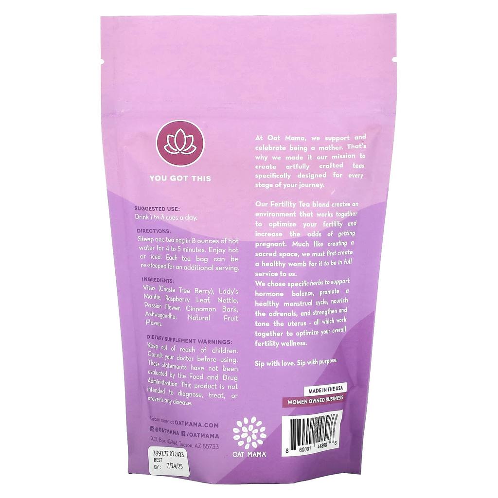 Fertility Tea, Raspberry Vanilla, Caffeine Free, 14 Tea Bags, 32G