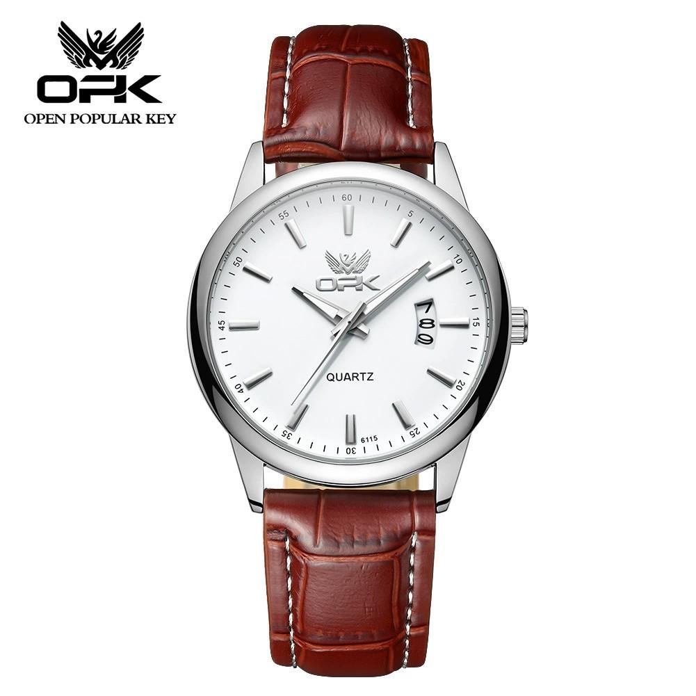 OPK 6010 Men's Quartz Watch Steel  Chain Calendar Display With Luminous Waterproof Oval Case Minimalist Watches Men
