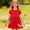 2026 Spring/Summer Girls' Cute Embroidered Short-Sleeve Knit Cotton Princess Dress