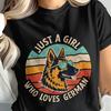 Just A Girl Who Loves German Shepherd PNG, Dog Clipart, Retro Dog, Sublimation Png, Digital Download, German Shepherd Gift
