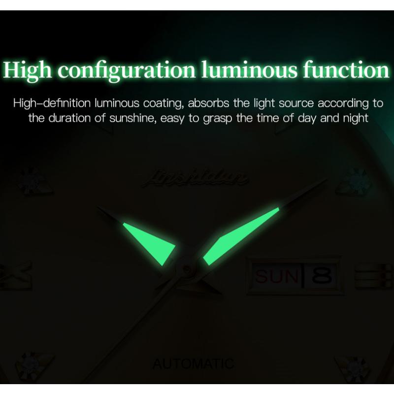 JINSHIDUN Novo Relógio Masculino de Negócios e Lazer Relógio Mecânico Automático Moda Diamante À Prova D'Água Luminoso Relógio Masculino de Alta Qualidade
