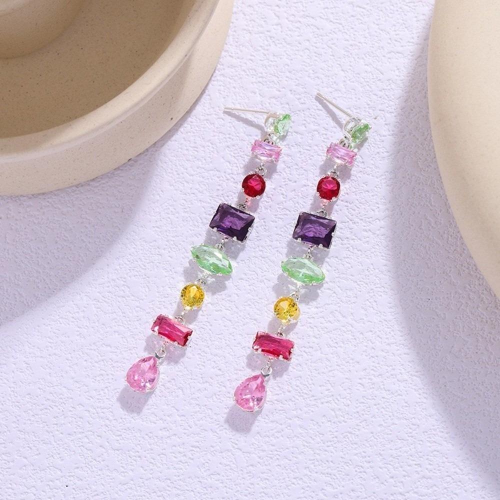 

Elegant Crystal Zircon Necklace Zircon Fashion Jewelry Accessory Women Silver Eariings