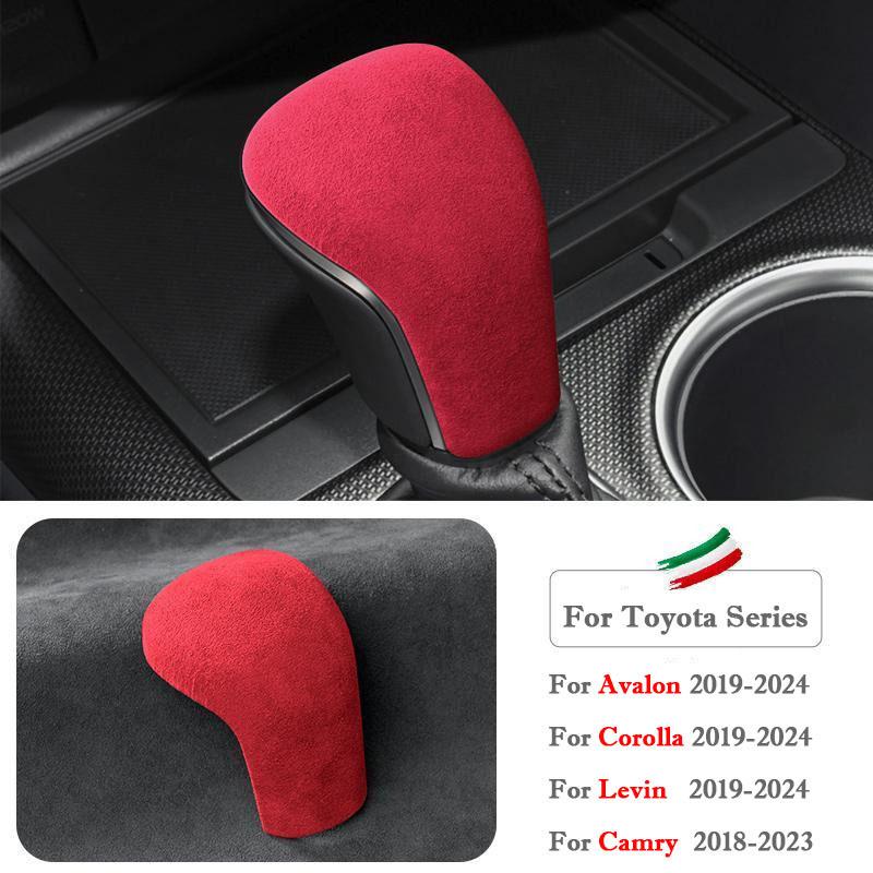 For Toyota Avalon Corolla Levin Camry Car Gear Shift Knob Cover Collars Protector Alcantara Suede Interior Styling Moulding Trim