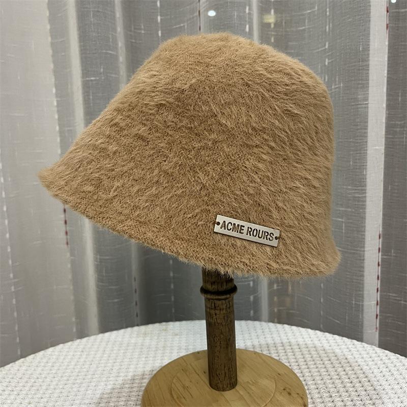 

High quality! Hat women autumn and winter big head circumference fluffy basin hat plush hat bucket bucket hat adult (55-58cm) хаки
