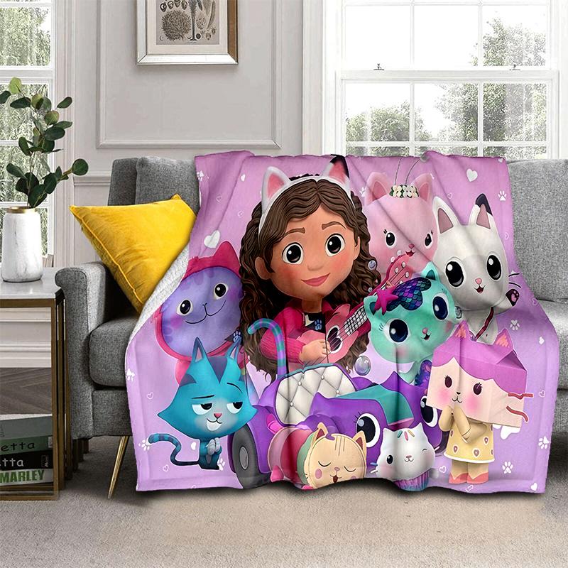 3D Kawaii Gabbys Dollhouse Cartoon Girl Gift Blanket,Soft Throw Blanket for Home Bedroom Bed Sofa Travel Picnic Cover Kids
