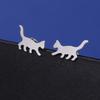 Teamer Cute Kitten Ear Studs Fashion Mini Gold Color Stainless Steel Cat Stud Earrings Women Minimalist Jewelry Accessories Gift